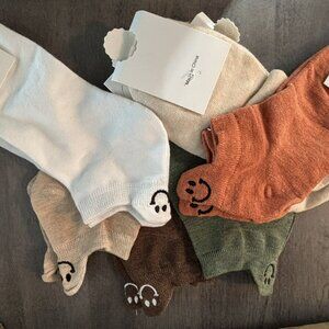 10 Pack of Ankle Socks for Women (Variety of Colors-Smile logo)